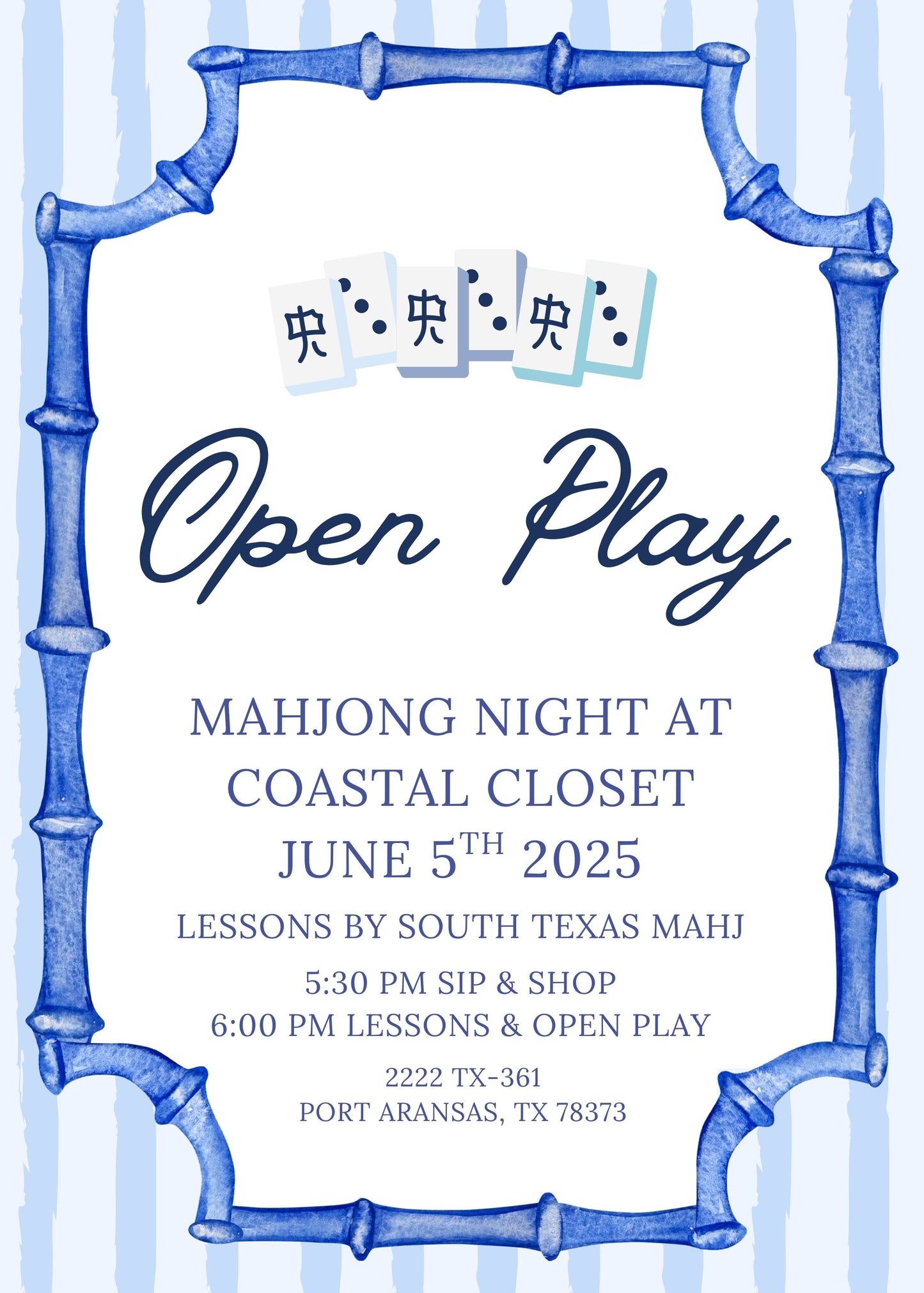 Mahjong Open Play - June 5th 2025