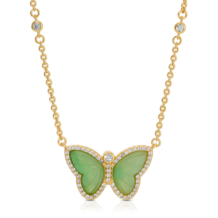 Allure Butterfly Necklace,Chrysoprase