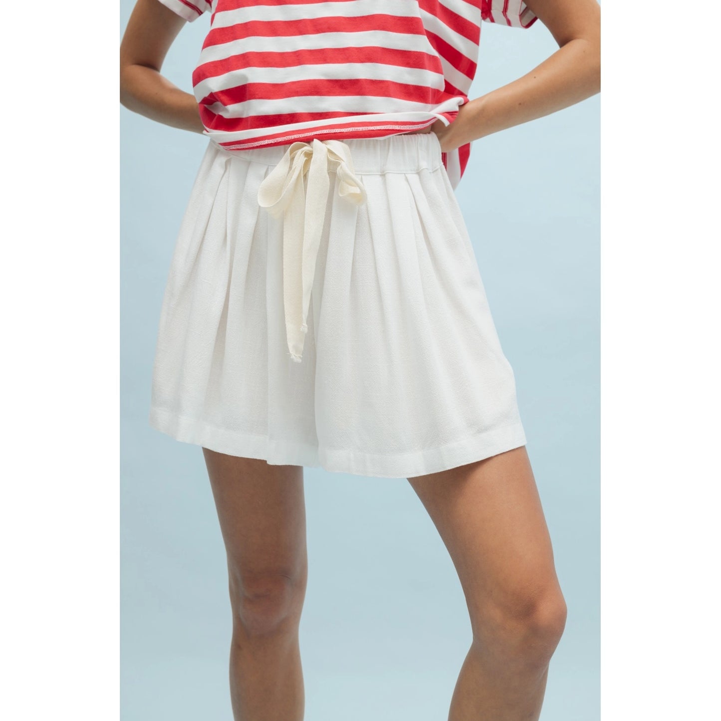 Off White Wide Leg Twill Short