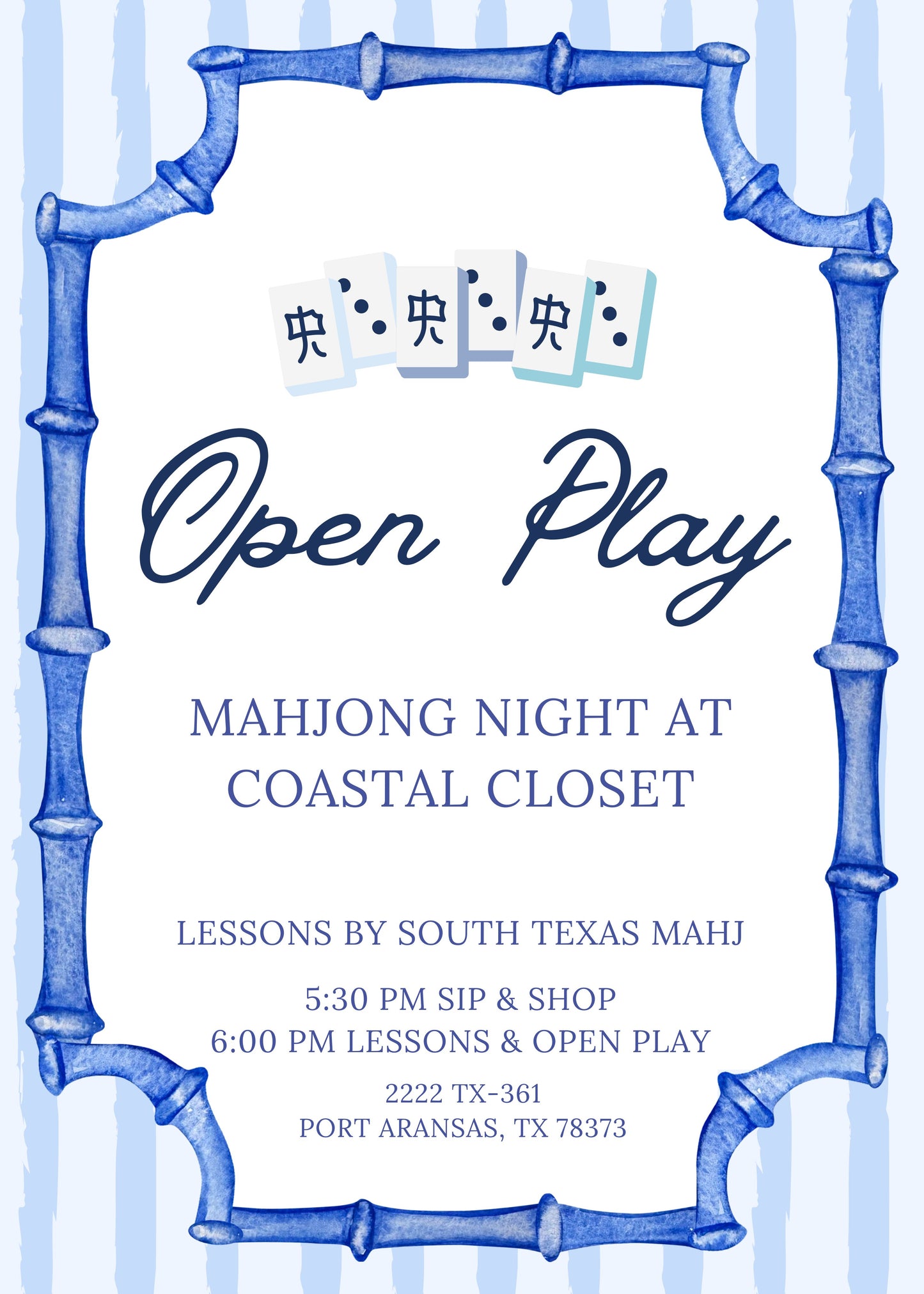 Mahjong Open Play - May 20th 2025