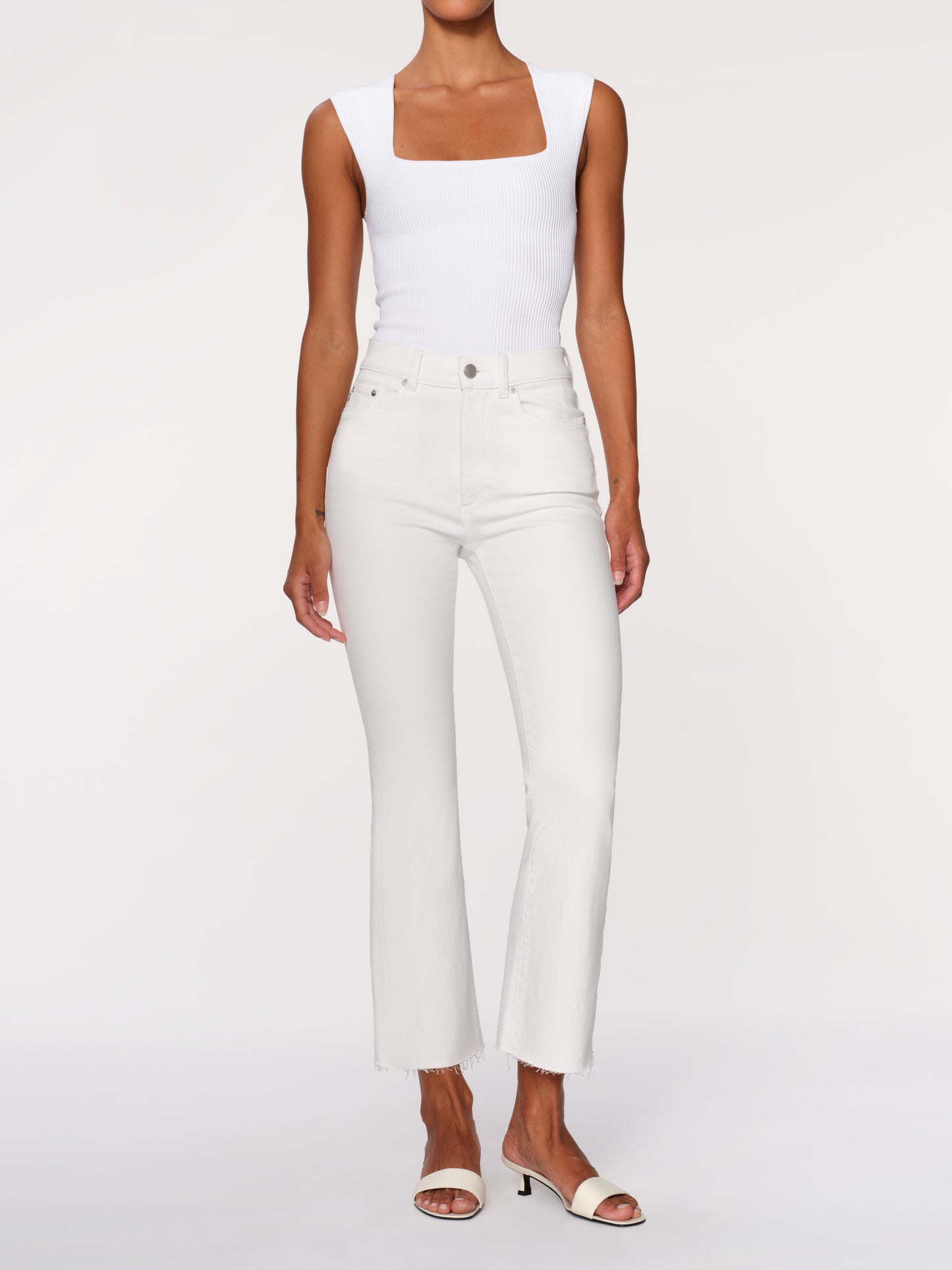 DL1961 Bridget Cropped Boot Cut Denim Jeans - White