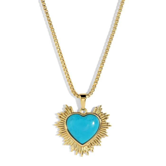 Sacred Heart Necklace - Turquoise