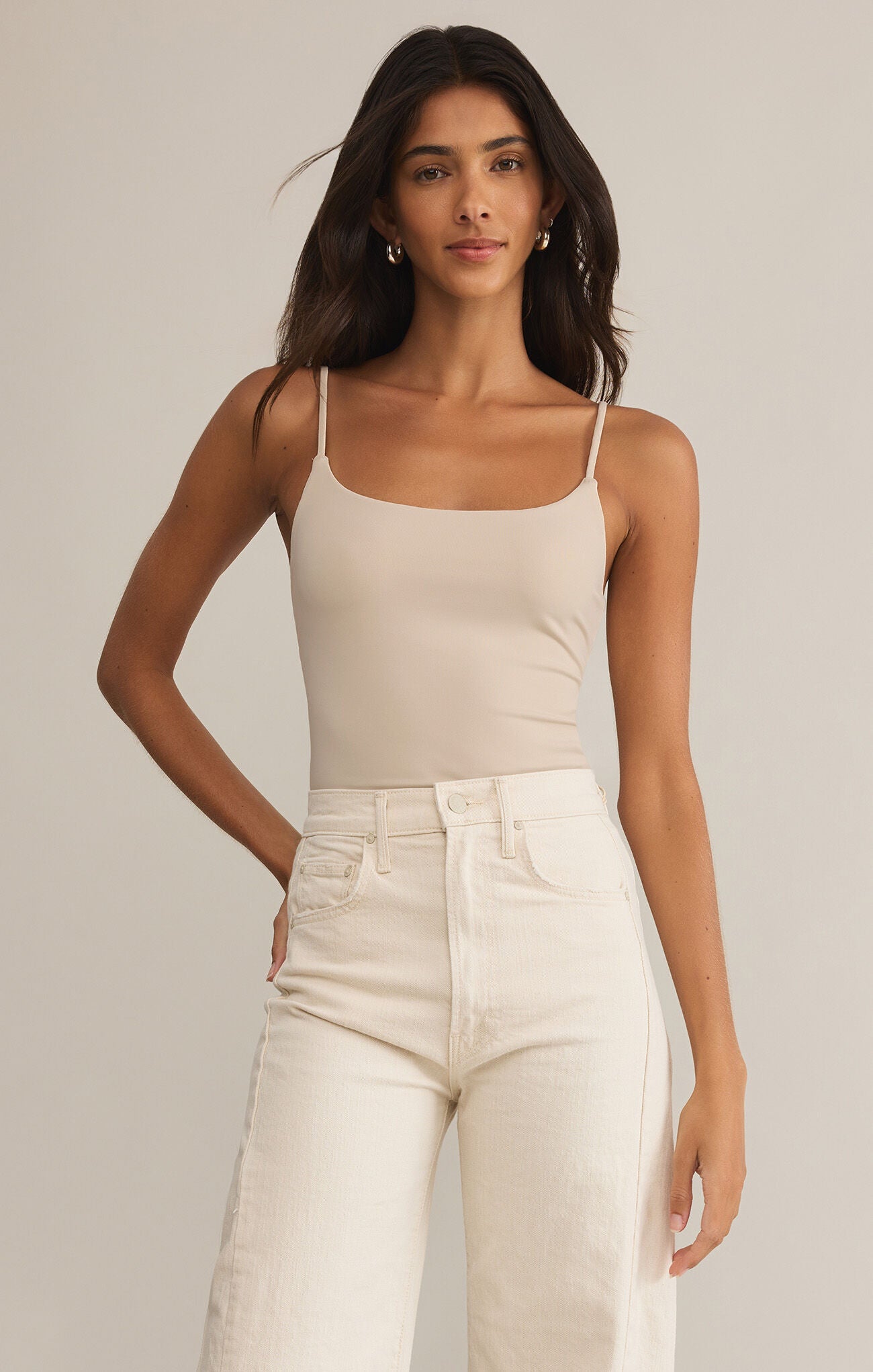 Fine Gauge Bodysuit, Sand main image 1