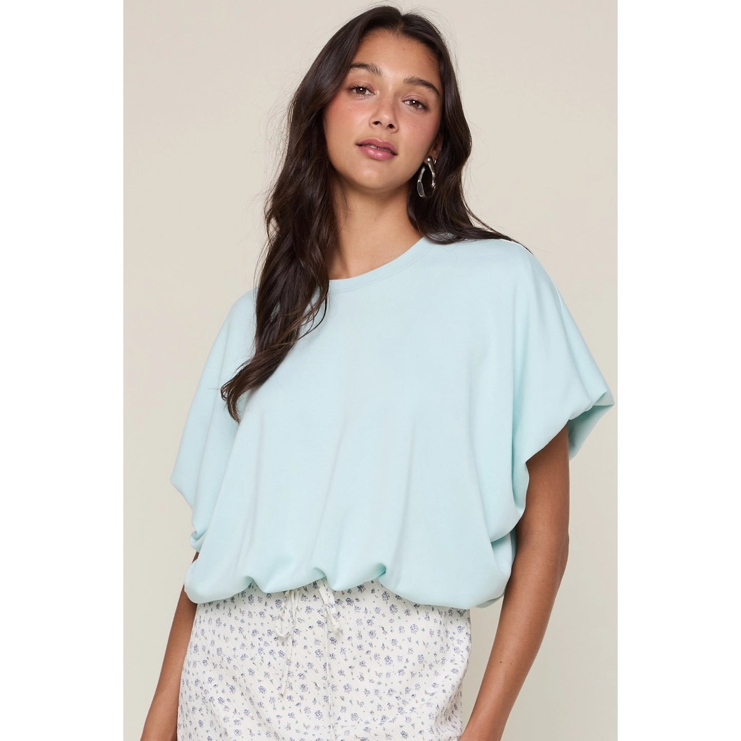 Mint Scuba Bubble Hem Top
