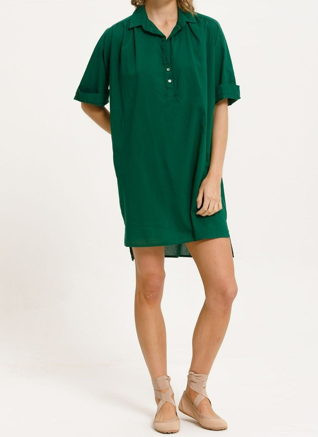 Short Sleeve Collared Green Zuma Dress