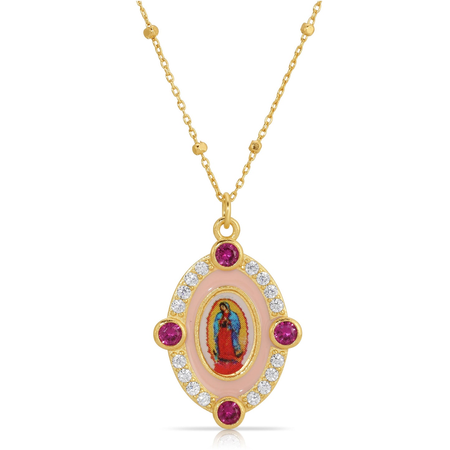 Guadalupe Enamel Necklace,Pink