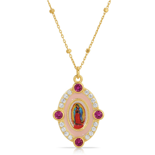 Guadalupe Enamel Necklace,Pink