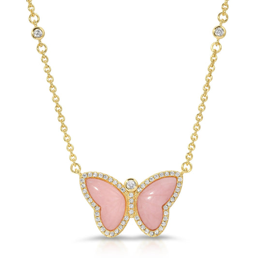 Pink Opal Allure Butterfly Necklace