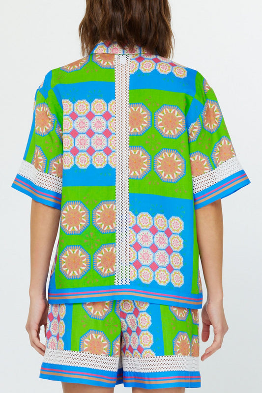 Boho Geometric Button Down Top