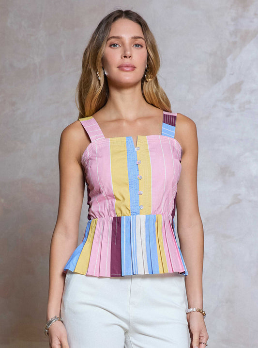 Multi Stripe Sleeveless Top