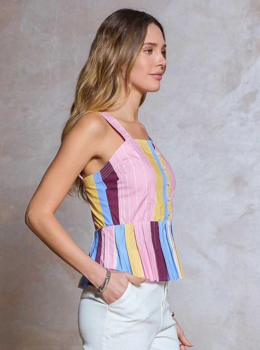 Multi Stripe Sleeveless Top