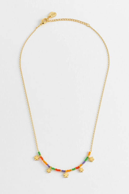 Ditsy Flower Miyuki Necklace - Gold