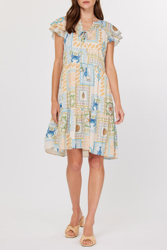 Sea Shell Fluter Slv Dress