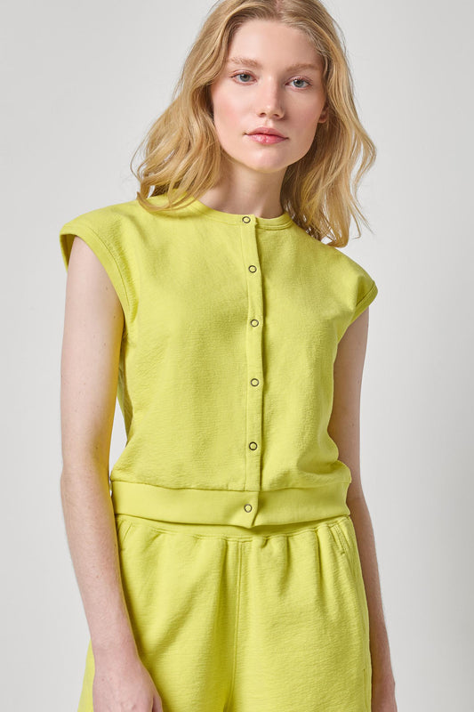 Limeade Terry Sleeveless Cardigan