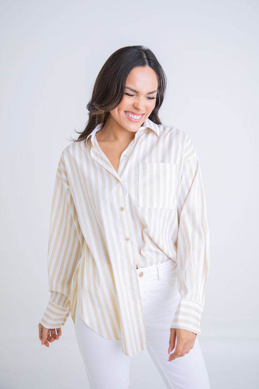 Khaki Stripe Diana Top