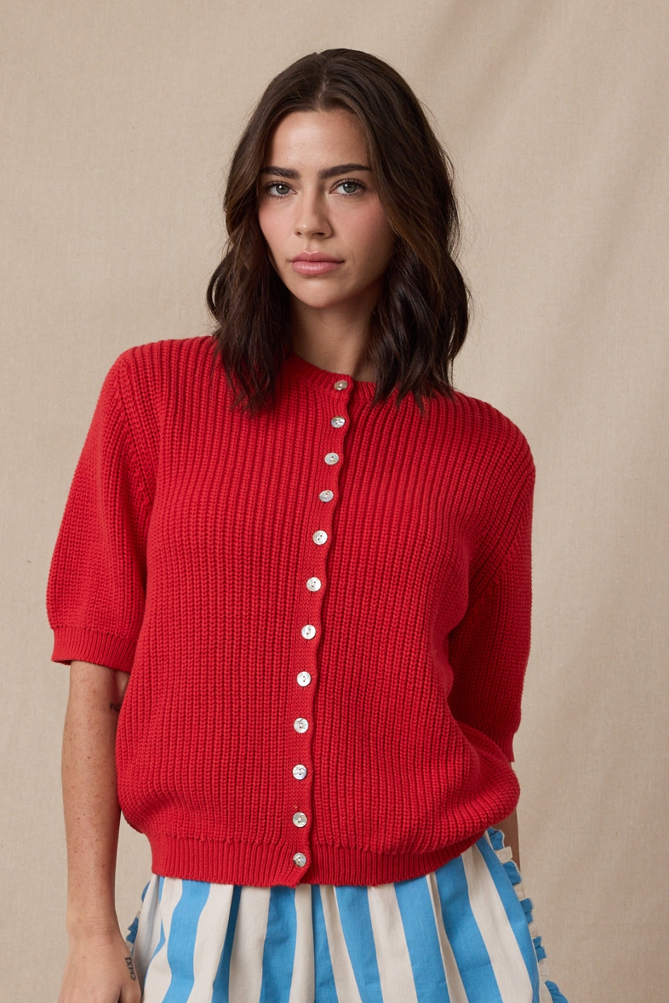 Papaya Puff Sleeve Sweater