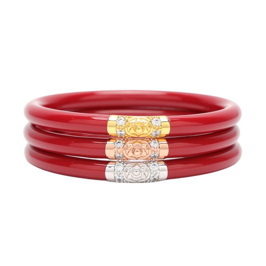 Budha Girl Red Three Kings Bangle Bracelets - Set of 3