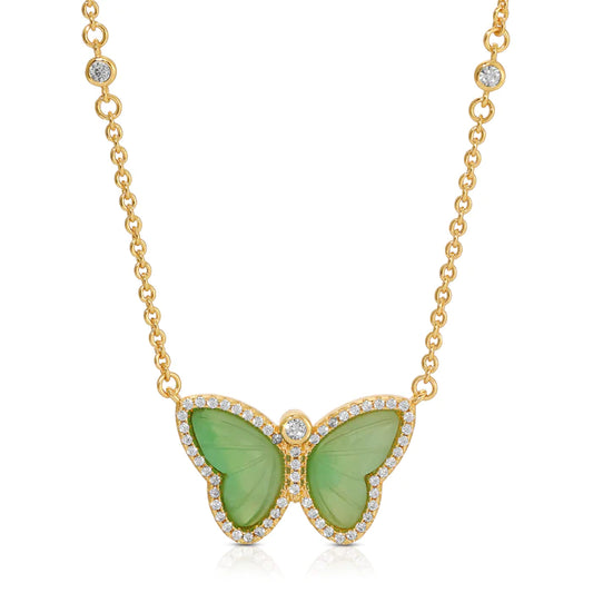 Allure Butterfly Necklace,Chrysoprase