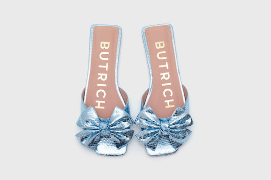 Light Blue Butrich Alina Flat Slide Sandals 