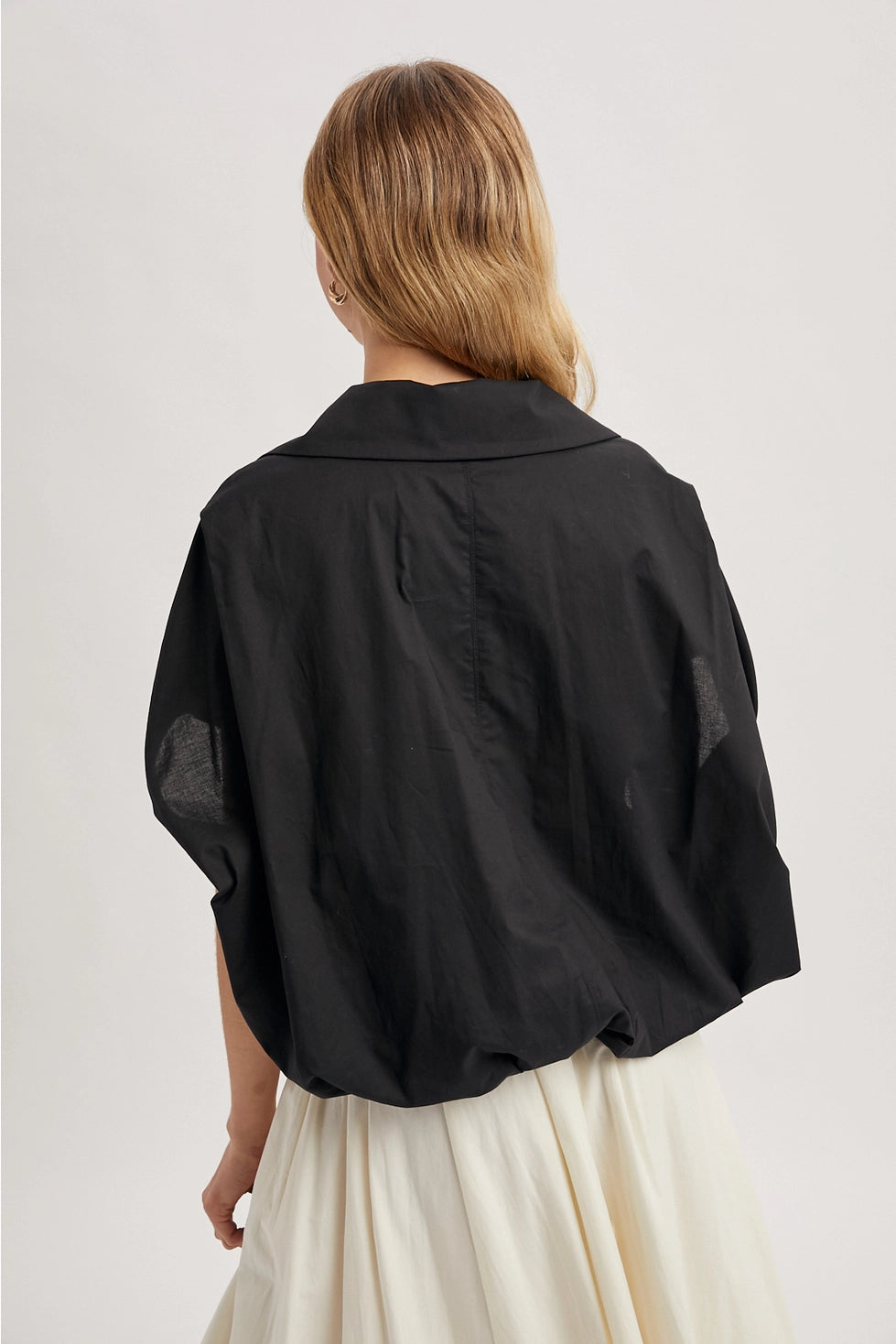 Black Bubble Hem Button Up