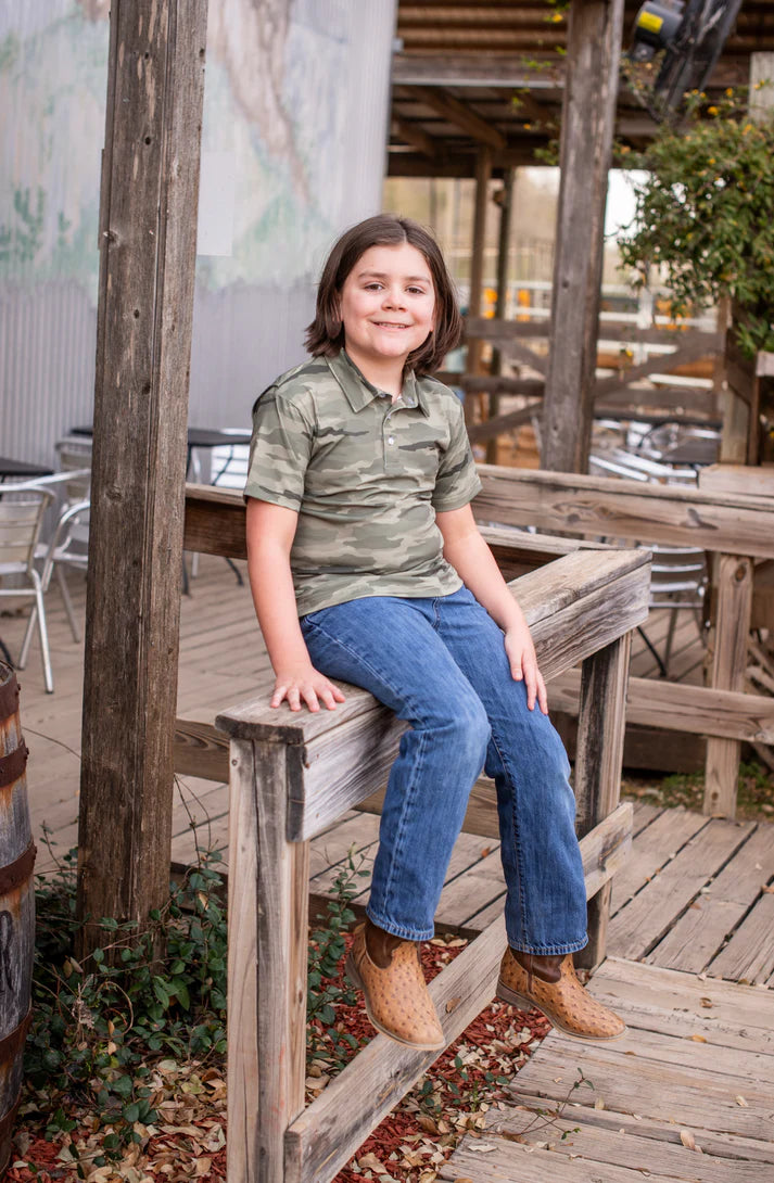 Boys Classic Camo Green Polo