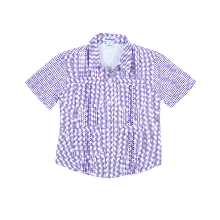 Kid's Purple Check Guayabera