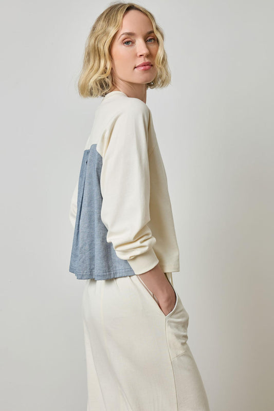 Chambray Pleat Back Pullover