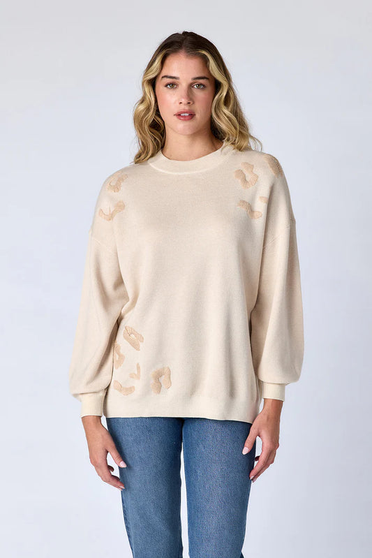 Crosby Maxton Sweater Cream Leopard