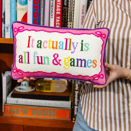 Fun & Games Needlepoint Pillow