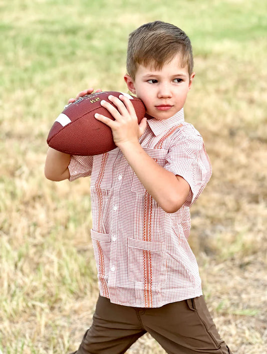 Boys Burnt Orange Guayabera
