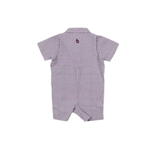 Maroon Check Guayabera Romper