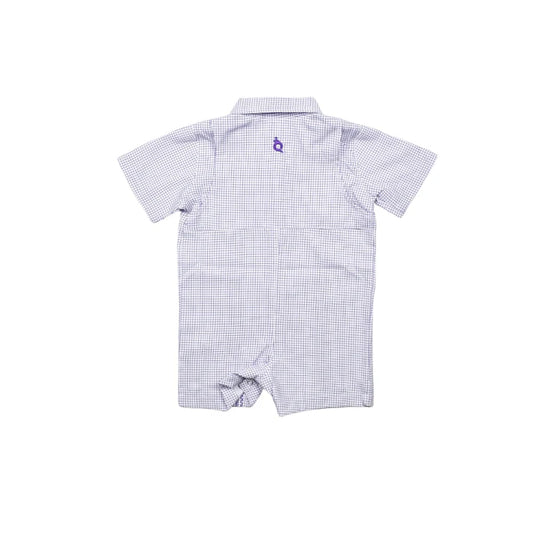 Purple Check Guayabera Romper