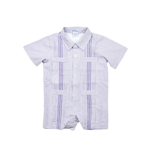 Purple Check Guayabera Romper