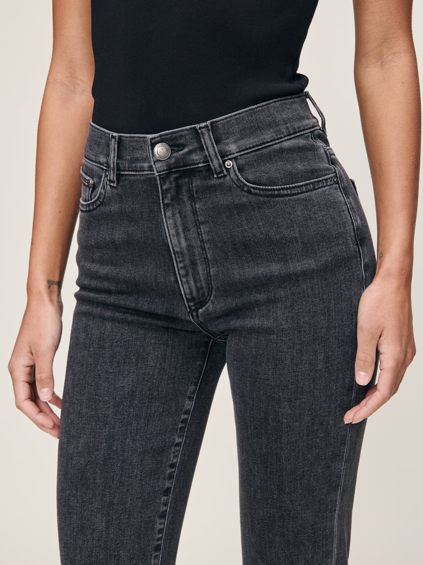 Halle Straight Leg High Rise Jeans - Nightshade close up