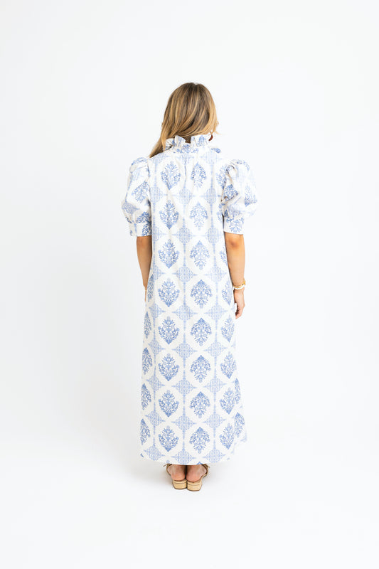 French Vintage Floral Maxi Shirt Dress 