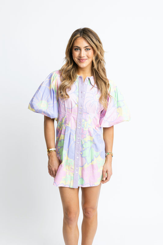 Lavender Floral Shirt Dress