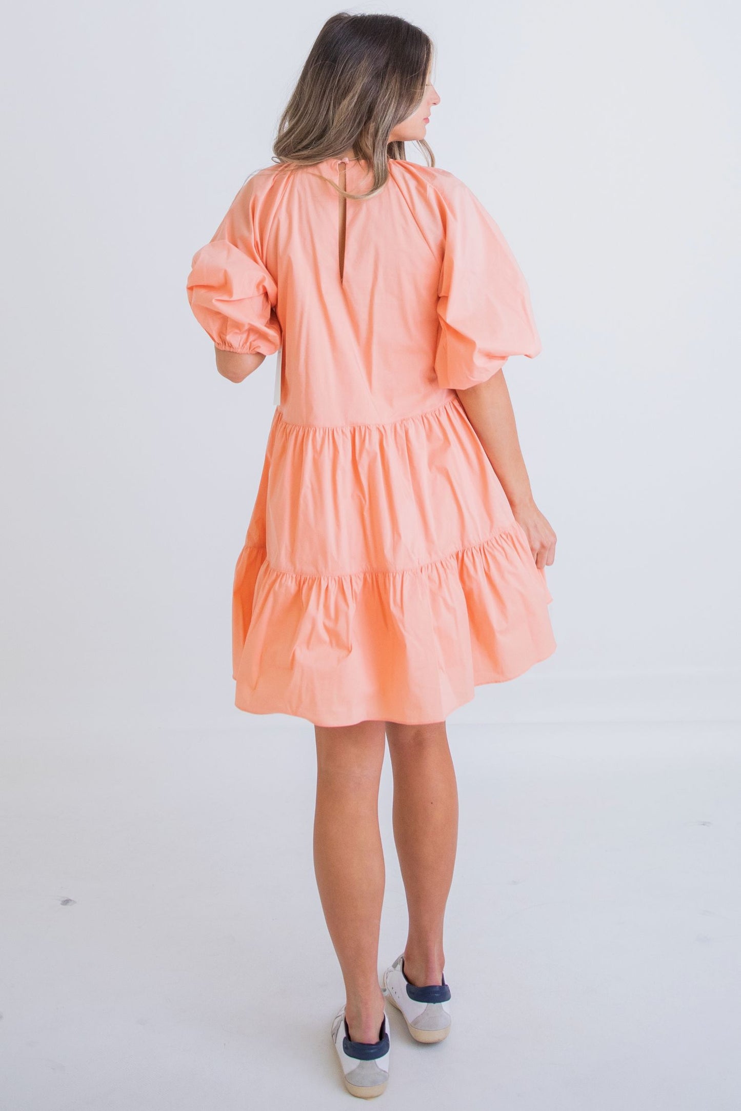 Karlie Papaya Poplin Bow Dress