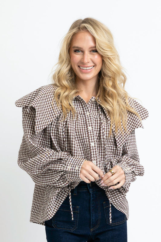 Karlie Brown Gingham Peter Pan Collar Top