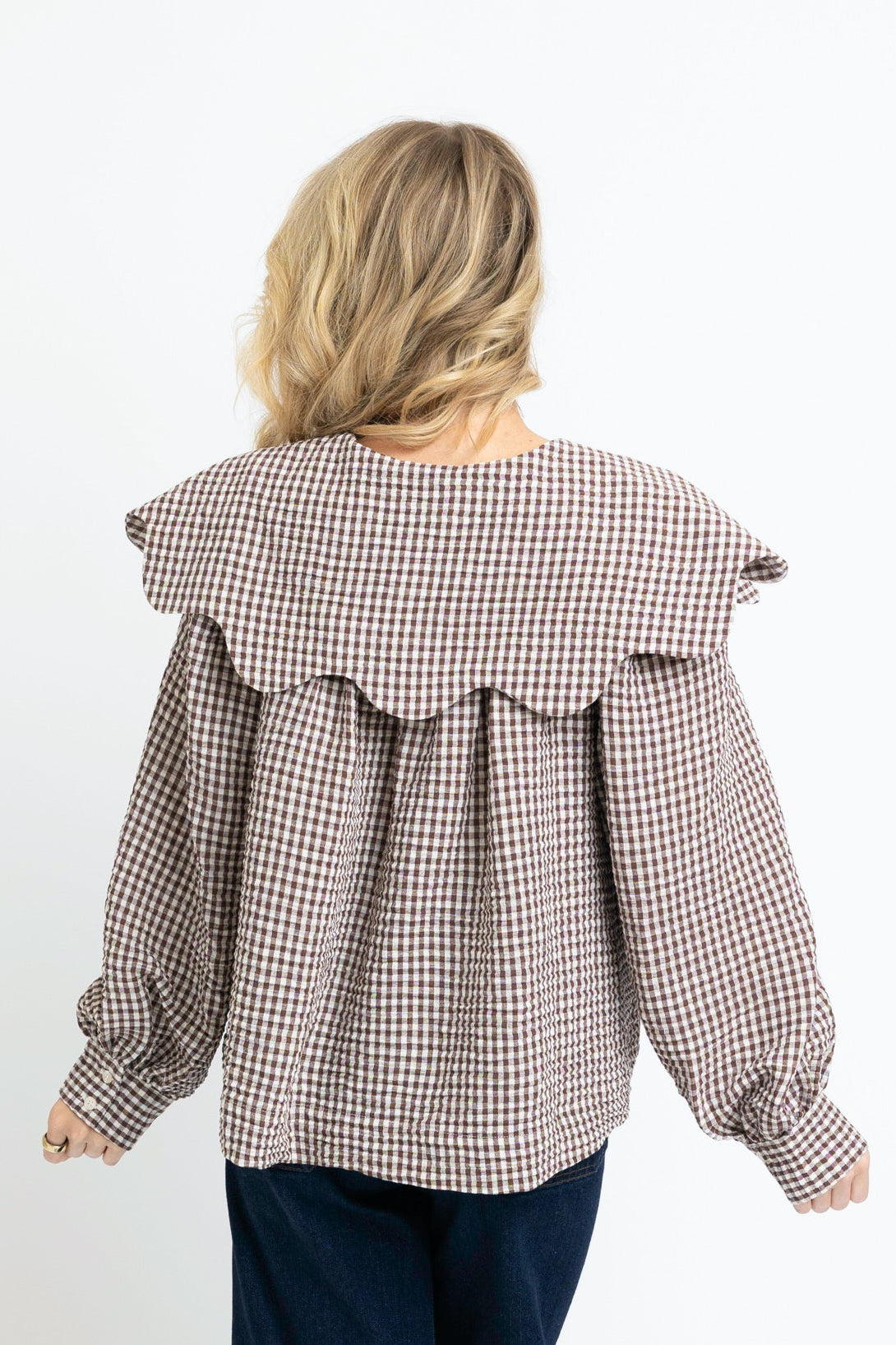 Karlie Brown Gingham Peter Pan Collar Top back view