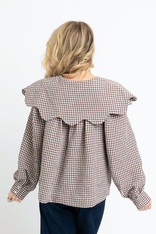 Karlie Brown Gingham Peter Pan Collar Top back view