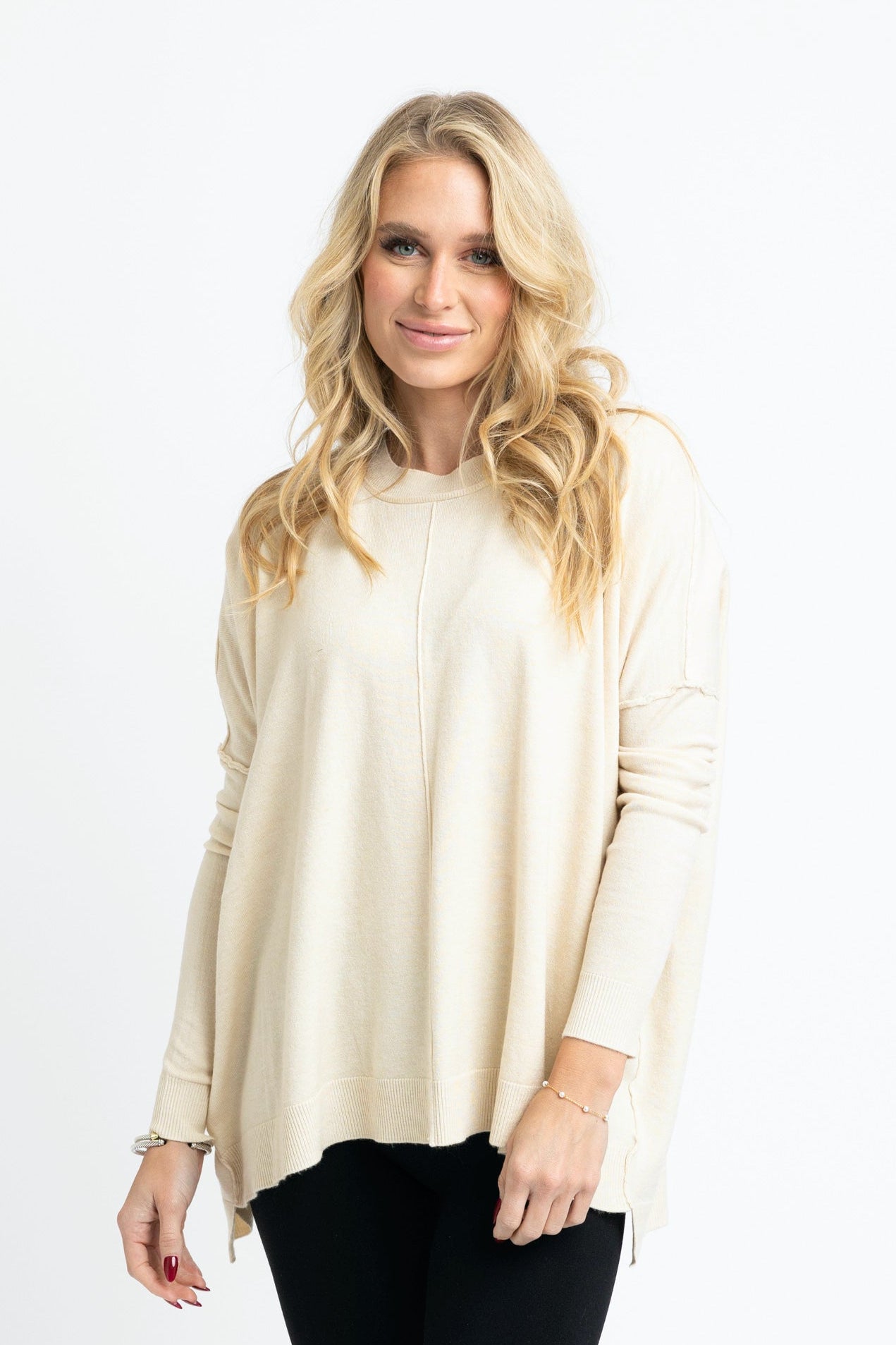 Karlie Oatmeal Crew Sweater