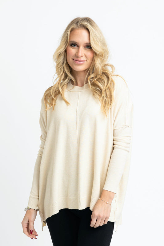 Karlie Oatmeal Crew Sweater