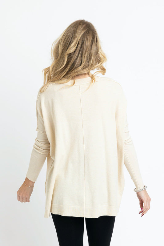 Karlie Oatmeal Crew Sweater back view
