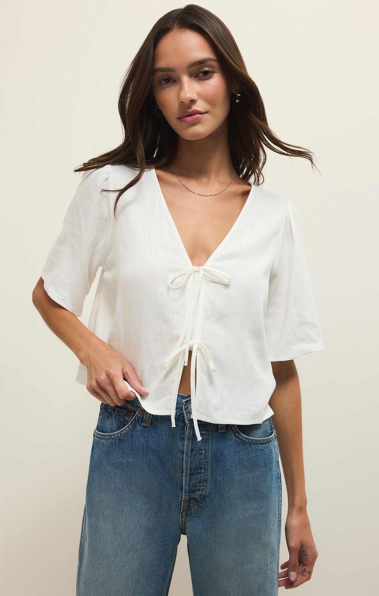 La Belle White Linen Top