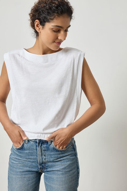White Boatneck Top