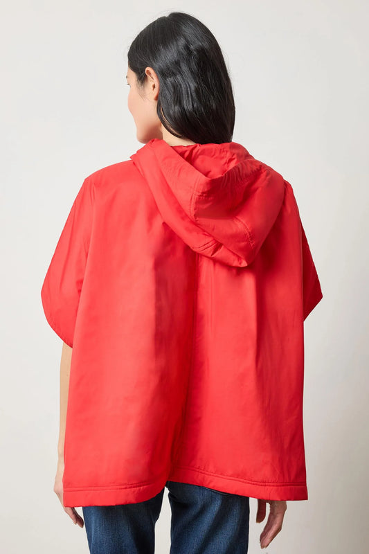 Hooded Poncho - Ruby