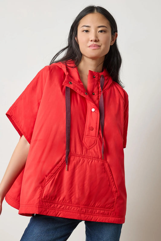 Hooded Poncho - Ruby
