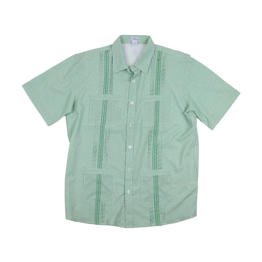 Men's Green Check Guayabera