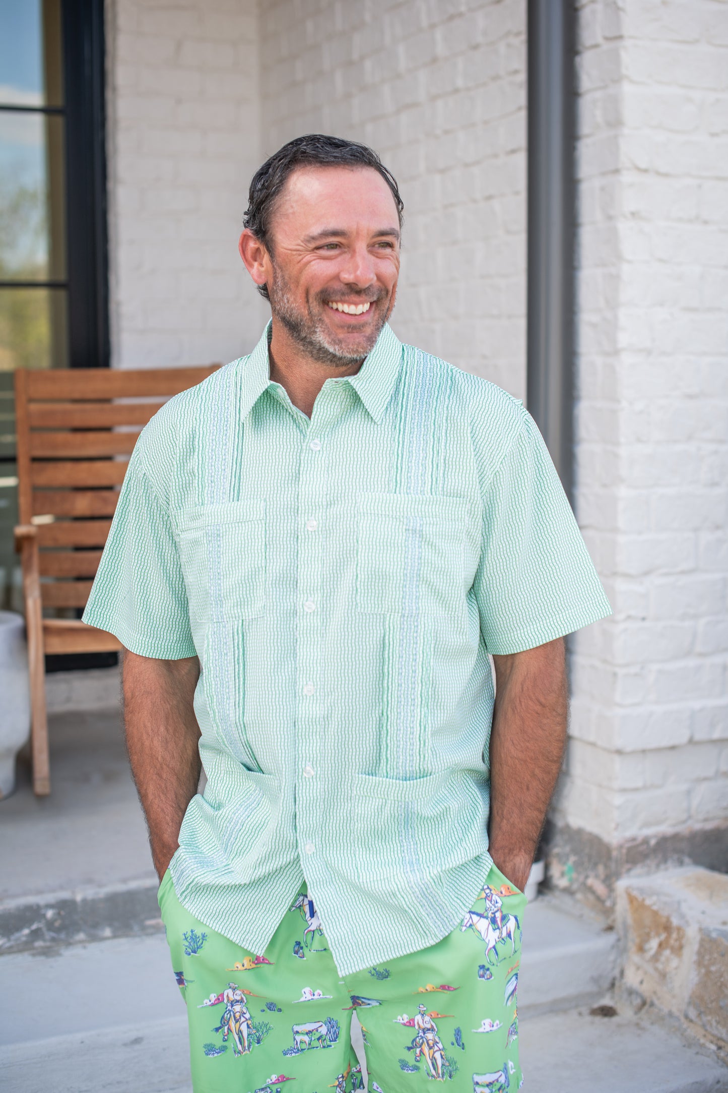 Men's Jade Apple Wave Guayabera