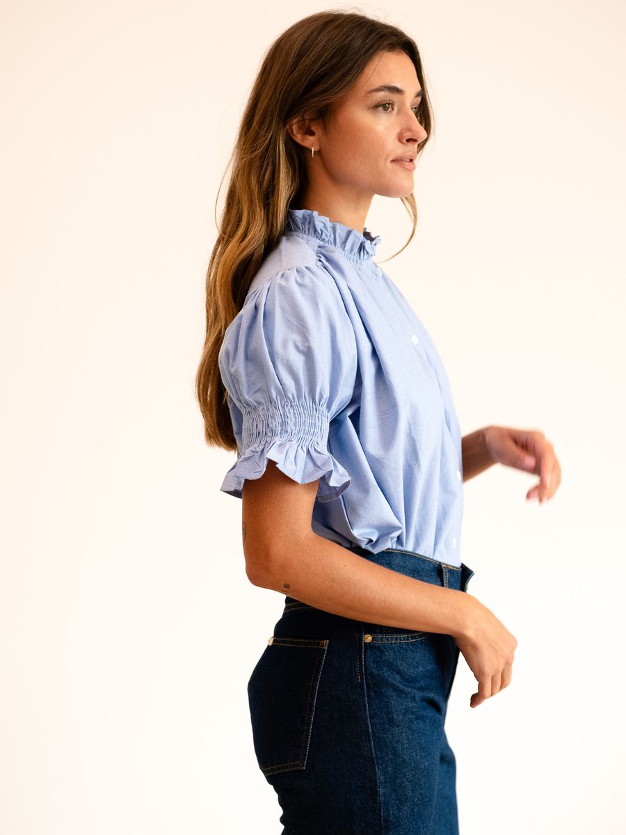 Marnie Top - Blue Oxford